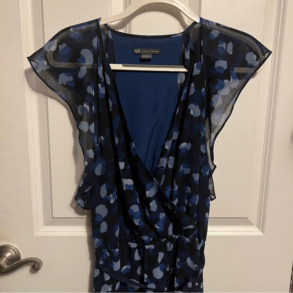 Armani Exchange Blue Spotted Dress - Picture 1 of 12